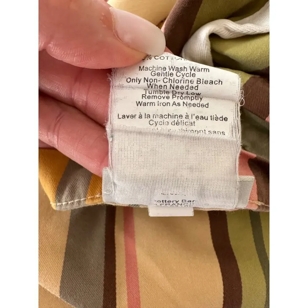 VTG Pottery Barn Logan Stripe Euro Pillow Sham Single Autumn 100% Cotton 2009